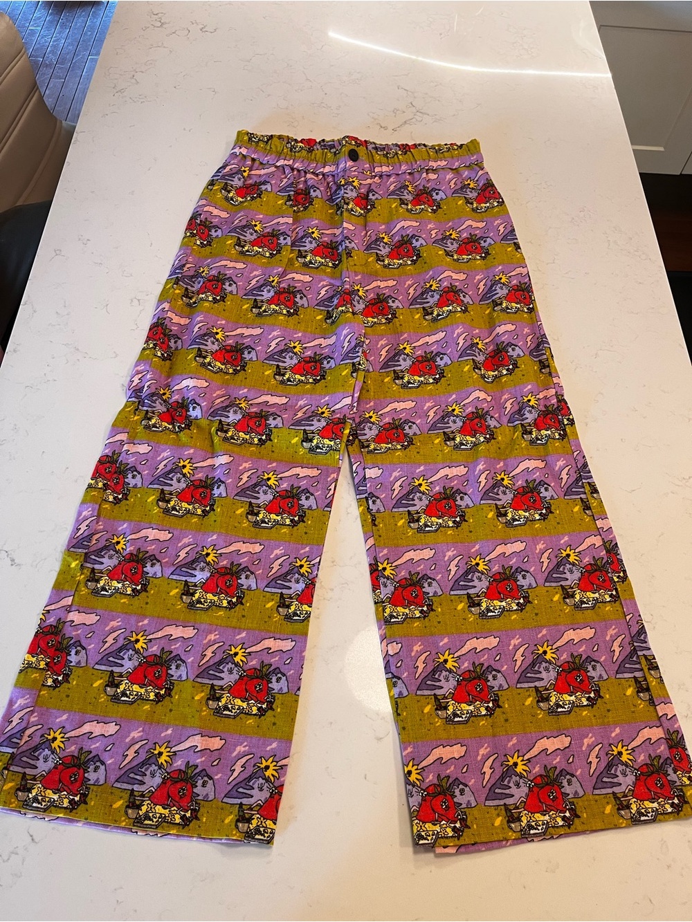 Nooworks NWT 💯% Linen Catalina Wide Leg Pant - We Be Jammin’- print (Size Large)